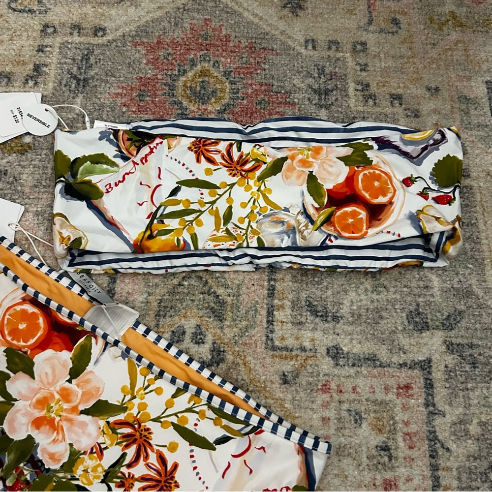 NWT Anthropologie Seafolly Coastal Fruit Beach Print Bikini SET Reversible - Picture 9 of 9